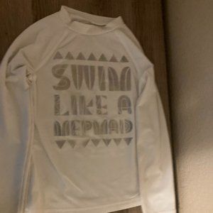 Cat & Jack White Rashguard XS Xtra Small 4-5 Silver Swim Like a Mermaid Graphic